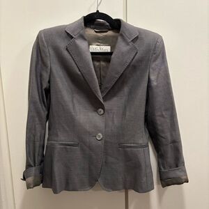 MaxMara Sz 2 Virgin Wool Silk Blend Grey Blazer